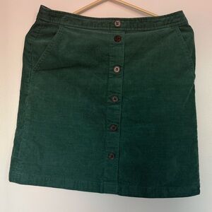 J. Crew Forest Green Corduroy A-Line Skirt